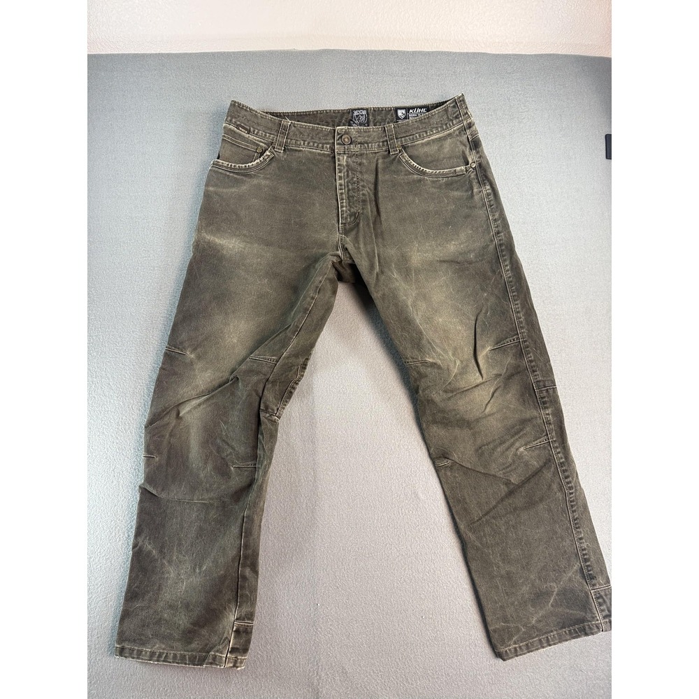 Kuhl Rydr Pants Mens 36x30 Green Relaxed Fit Denim Tapered Workwear Outdoor